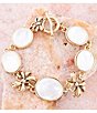 Barse Gifted White Mother of Pearl Golden Bow Link Bracelet, Color:Gold/Mother of Pearl - Image 3