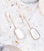 Color:Gold - Image 2 - Bronze and Genuine Stone Mother-of-Pearl Linear Drop Earrings