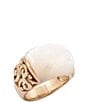 Barse Bronze and Mother Of Pearl Moonlace Statement Ring - Image 1