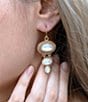 Barse White Mother of Pearl Ovation Golden Drop Earrings, Color:Pearl/Gold - Image 3