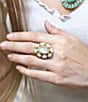 Barse White Mother of Pearl Ovation Golden Statement Ring, Color:Mother Of Pearl/Gold - Image 3
