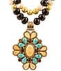 Barse Barcelona Turquoise and Mother of Pearl Layered Statement Pendant Necklace - Image 2