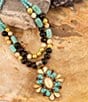 Barse Barcelona Turquoise and Mother of Pearl Layered Statement Pendant Necklace - Image 4