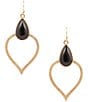 Barse Black Onyx Bedouin Golden Drop Earrings, Color:Onyx/Gold - Image 1
