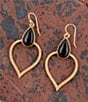 Barse Black Onyx Bedouin Golden Drop Earrings, Color:Onyx/Gold - Image 4