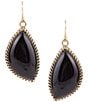 Barse Bronze and Genuine Stone Onyx Drop 2'' Earrings, Color:Gold/Black Onyx - Image 1