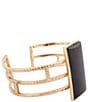 Barse Bronze and Onyx Wavy Cuff Bracelet, Color:Onyx/Gold - Image 1