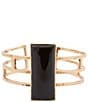 Barse Bronze and Onyx Wavy Cuff Bracelet, Color:Onyx/Gold - Image 2