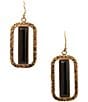 Barse Bronze and Onyx Wavy Drop Earrings, Color:Onyx/Gold - Image 1