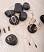 Barse Bronze and Onyx Wavy Drop Earrings, Color:Onyx/Gold - Image 5