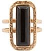 Barse Bronze and Onyx Wavy Statement Ring, Color:Onyx/Gold - Image 2