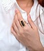 Barse Bronze and Onyx Wavy Statement Ring - Image 3