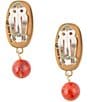 Color:Coral/Gold - Image 2 - Bronze and Orange Genuine Stone Sponge Coral Clip-On Earrings