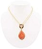 Barse Bronze and Orange Sponge Coral Convertible Short Pendant Necklace, Color:Coral/Gold - Image 2