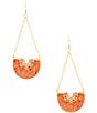 Barse Crescent Orange Coral Golden Drop Earrings, Color:Orange/Gold - Image 1