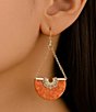 Barse Crescent Orange Coral Golden Drop Earrings, Color:Orange/Gold - Image 2