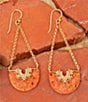 Barse Crescent Orange Coral Golden Drop Earrings, Color:Orange/Gold - Image 3