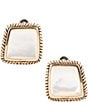 Barse Roped Mother of Pearl Golden Clip Earrings, Color:Mother Of Pearl/Gold - Image 1