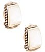 Barse Roped Mother of Pearl Golden Clip Earrings, Color:Mother Of Pearl/Gold - Image 2
