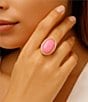Barse Ovation Pink Jade Golden Statement Ring, Color:Pink/Gold - Image 3