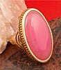 Barse Ovation Pink Jade Golden Statement Ring, Color:Pink/Gold - Image 4