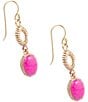 Barse Terra Pink Agate Golden Linear Earrings, Color:Pink/Gold - Image 2