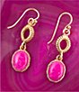 Barse Terra Pink Agate Golden Linear Earrings, Color:Pink/Gold - Image 4