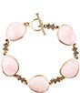 Color:Pink Opal/Gold - Image 1 - Bronze and Pink Genuine Opal Genuine Stone Line Bracelet