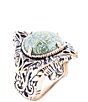 Barse Aspen Green Serpentine Golden Statement Ring - Image 1
