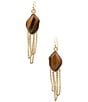 Barse Abstract Brown Tiger's Eye Golden Statement Earrings, Color:Tigers Eye - Image 1