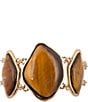 Barse Abstract Brown Tiger's Eye Golden Statement Bracelet, Color:Tigers Eye - Image 1