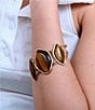 Barse Abstract Brown Tiger's Eye Golden Statement Bracelet, Color:Tigers Eye - Image 4