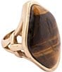Barse Abstract Brown Tiger's Eye Golden Statement Ring, Color:Tiger's Eye - Image 1