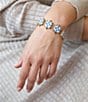 Barse Bronze and Tile Line Bracelet, Color:Gold/Blue - Image 2