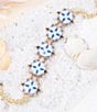 Barse Bronze and Tile Line Bracelet, Color:Gold/Blue - Image 3