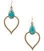 Barse Bronze and Turquoise Aero Statement Drop Earrings, Color:Turquoise/Gold - Image 1