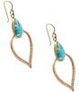 Barse Bronze and Turquoise Aero Statement Drop Earrings, Color:Turquoise/Gold - Image 2