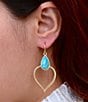 Barse Bronze and Turquoise Aero Statement Drop Earrings, Color:Turquoise/Gold - Image 3