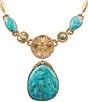 Barse Bronze and Turquoise Agave Statement Necklace - Image 1