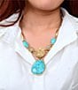 Barse Bronze and Turquoise Agave Statement Necklace - Image 3