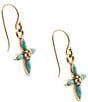 Barse Bronze and Turquoise Cross Eden Drop Earrings, Color:Turquoise/Gold - Image 2
