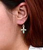 Barse Bronze and Turquoise Cross Eden Drop Earrings, Color:Turquoise/Gold - Image 3