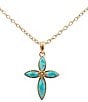 Barse Bronze and Turquoise Cross Eden Short Pendant Necklace - Image 1