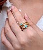 Barse Bronze and Turquoise Eden Stacked Ring, Color:Turquoise/Gold - Image 3