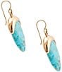 Barse Bronze and Turquoise Laguna Drop Earrings, Color:Turquoise/Gold - Image 2
