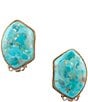 Barse Bronze and Turquoise Prism Clip Drop Earrings, Color:Turquoise/Gold - Image 1