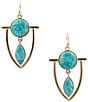 Barse Bronze and Turquoise Shielded Statement Drop Earrings, Color:Turquoise/Gold - Image 1