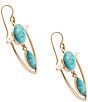 Barse Bronze and Turquoise Shielded Statement Drop Earrings, Color:Turquoise/Gold - Image 2