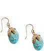 Barse Bronze and Turquoise Sierra Drop Earrings, Color:Turquoise/Gold - Image 2