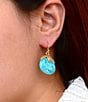 Barse Bronze and Turquoise Sierra Drop Earrings, Color:Turquoise/Gold - Image 3